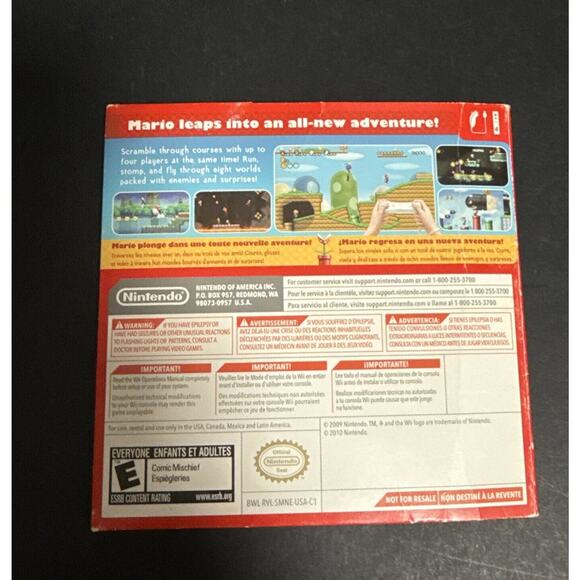 Super Mario Bros. Nintendo Wii Video Game 2009 Disc Sleeve Manual Tested - Picture 3 of 5